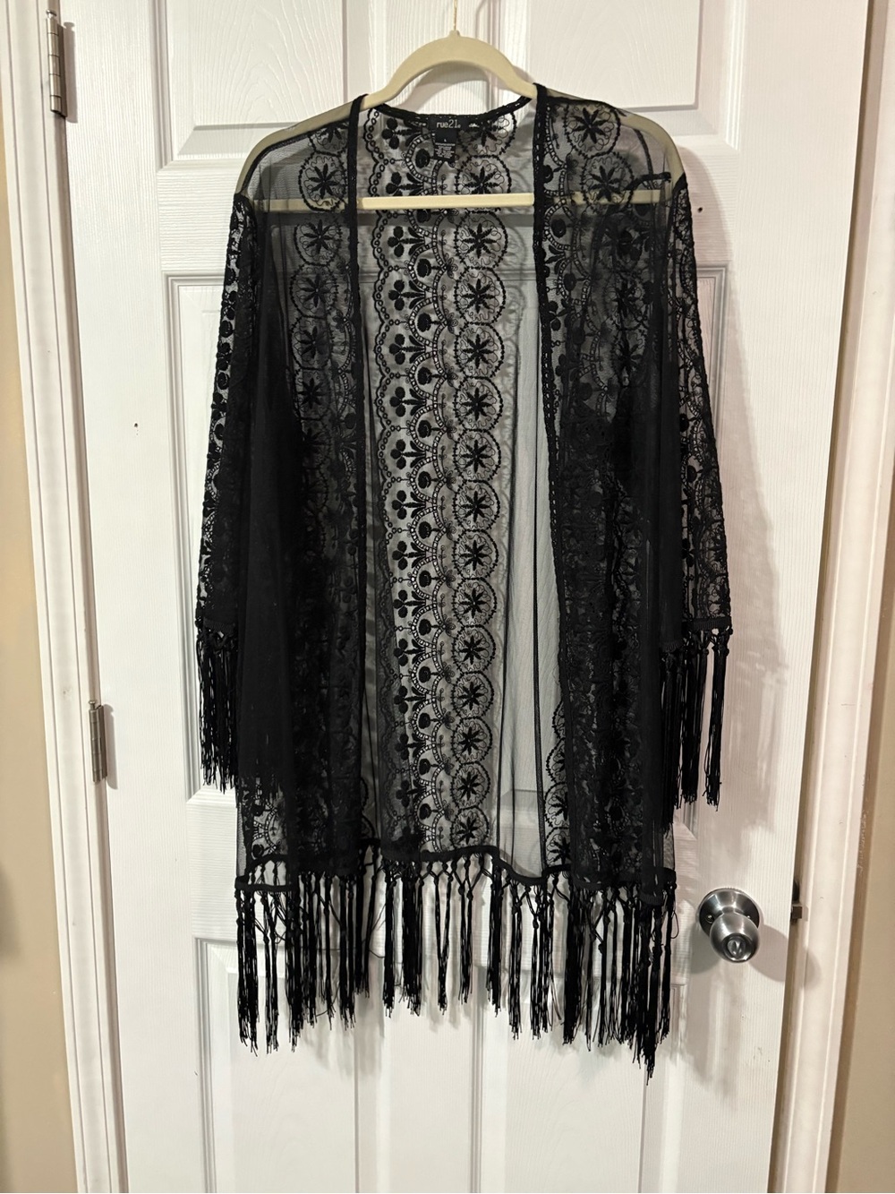 Rue21 Black Lace Fringe Kimono